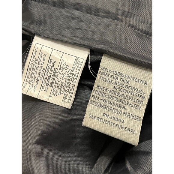 LARRY LEVINE Women's XS Down Puffer Coat Jacket Black Faux Fur Hood Winter Warm - Picture 11 of 12